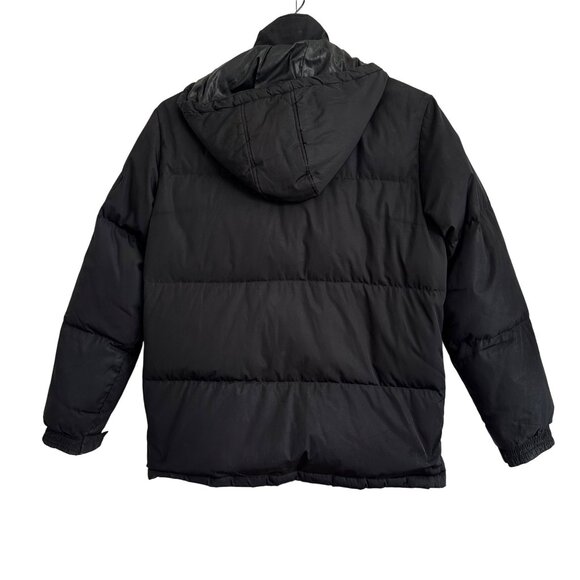 Kenneth Cole Mens Hooded Black Puffer Coat M Zipper Snap Closure 60/40 Down/Fowl - Picture 2 of 13